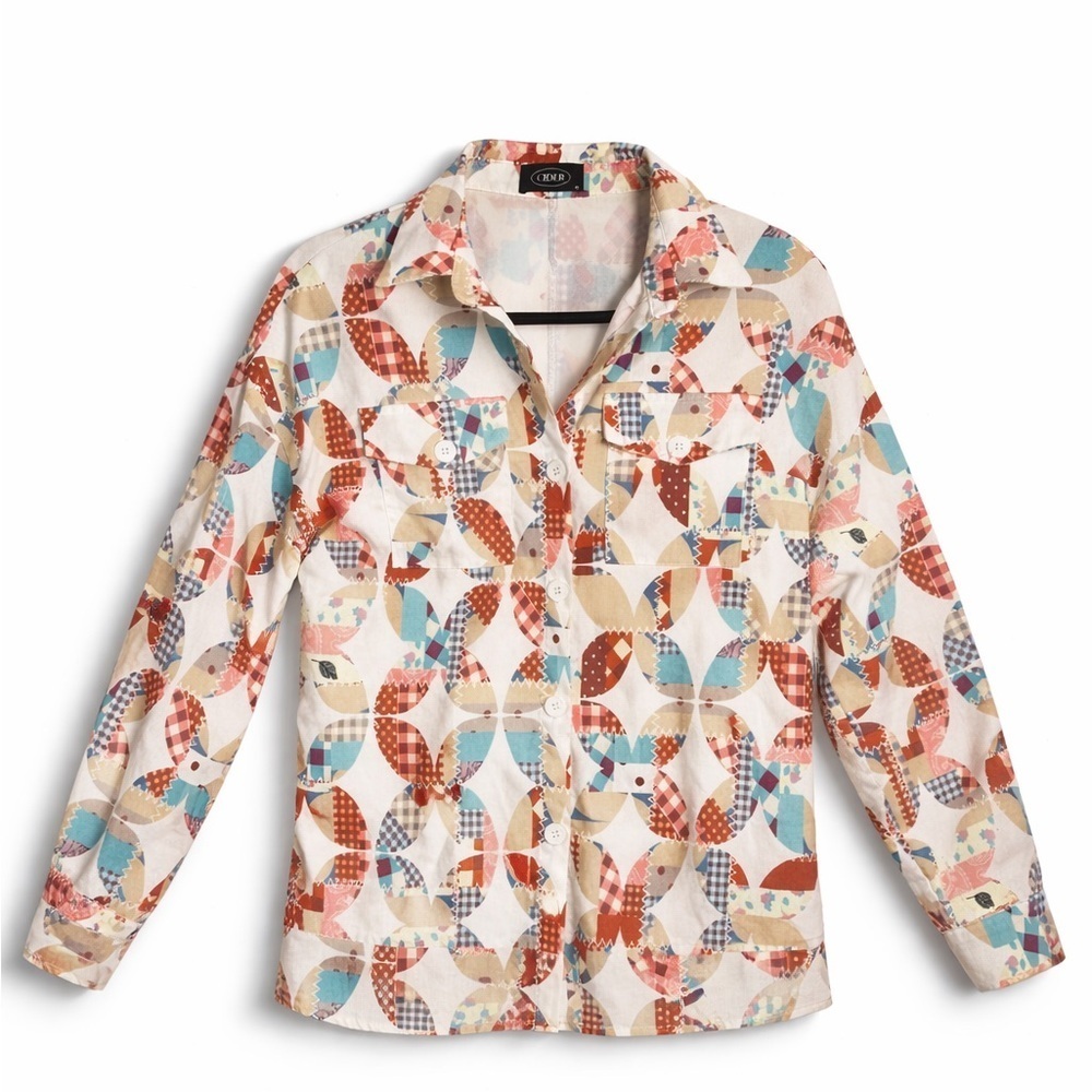 Cider Multicolor Patterned Sweater with Cream Cowl